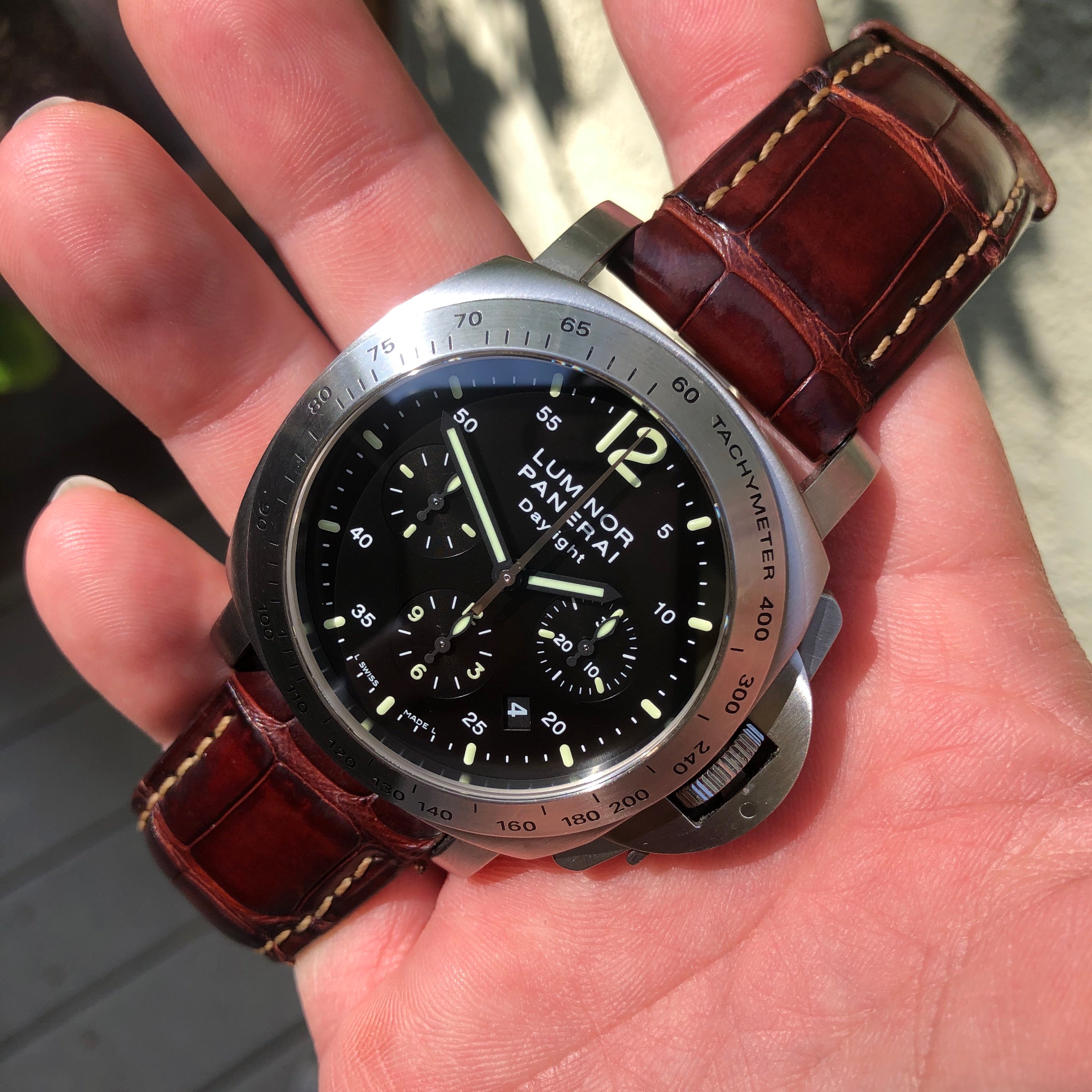 Panerai Luminor Daylight Pam 250 Chronograph Automatic Stainless Steel 44mm Wristwatch