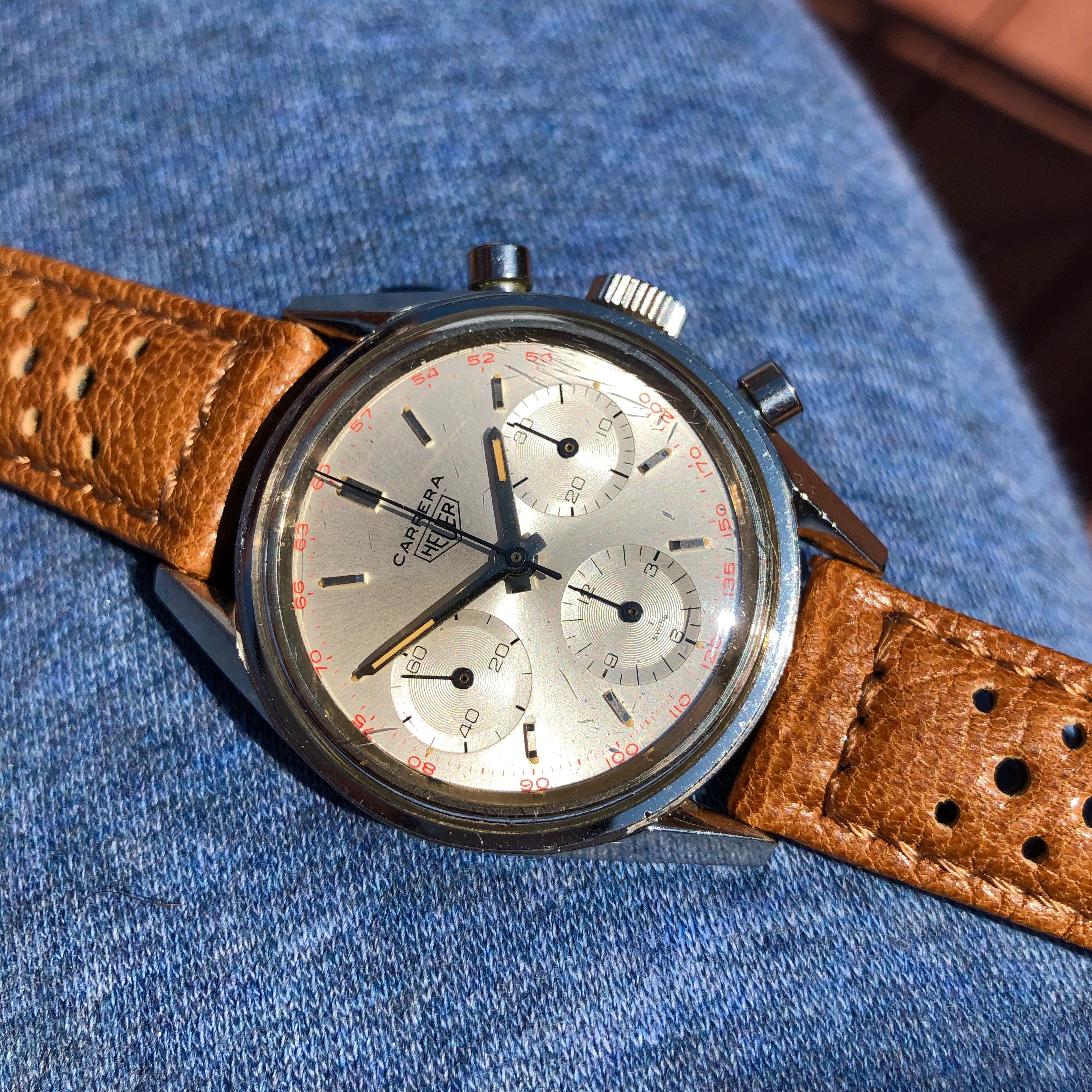 Vintage Heuer Carrera 2447 Stainless Steel Chronograph Valjoux 72 Wristwatch Hashtagwatchco