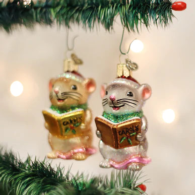 Caroling Mouse Ornament (Set of 2)