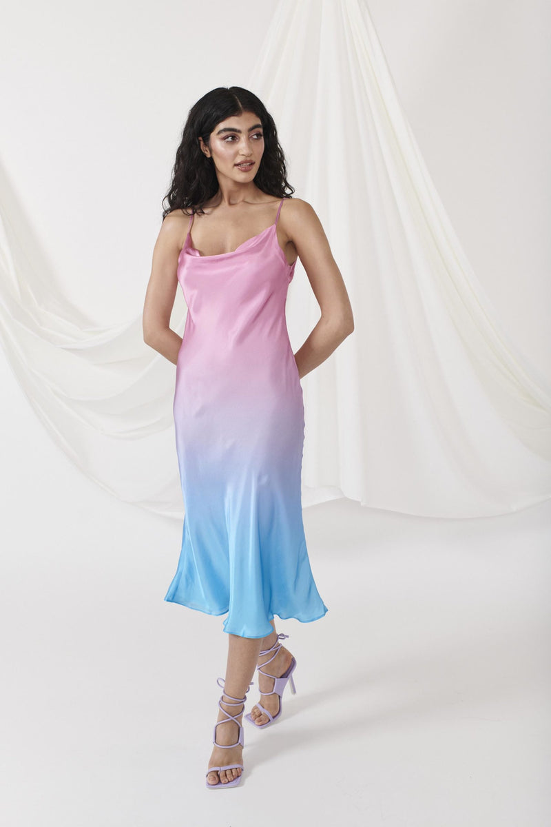Aubrey Blue Pink Ombre Slip Dress