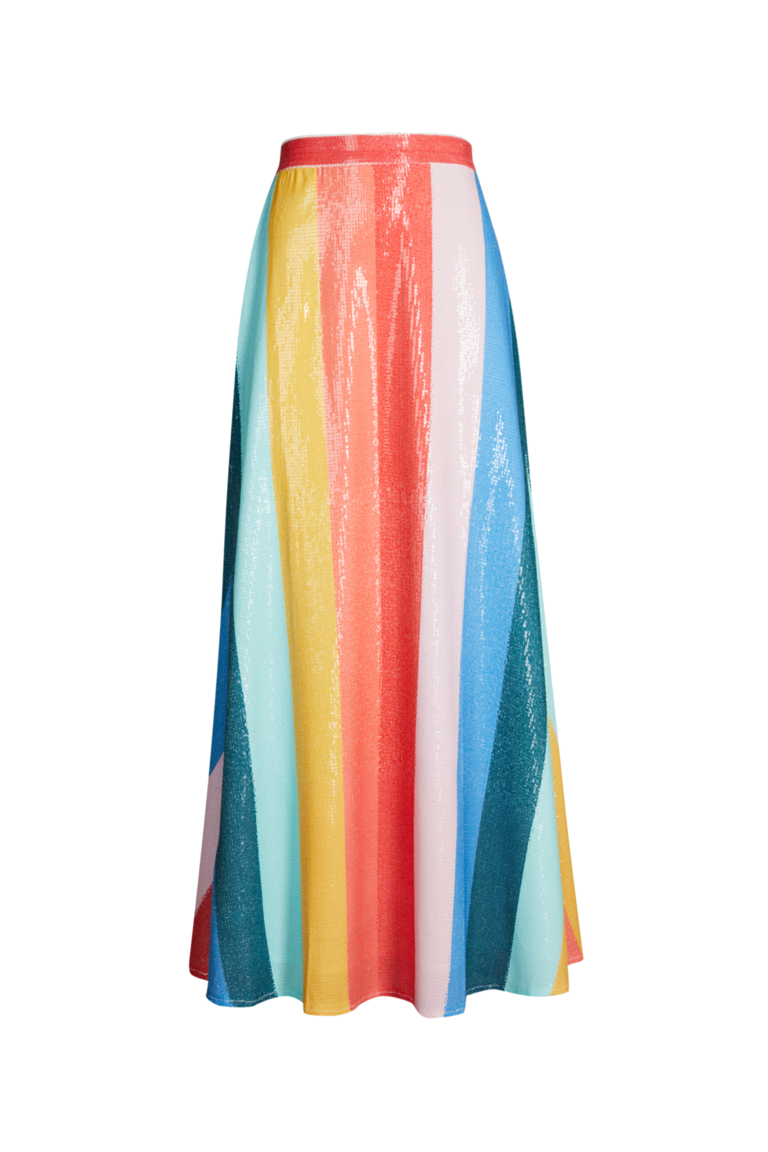 Penelope Rainbow Stripe Sequin Skirt