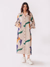 Chic Abstract Printed Shirt Dress by POPPI