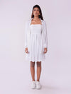 POPPI Solid White Dress & Shirt Set