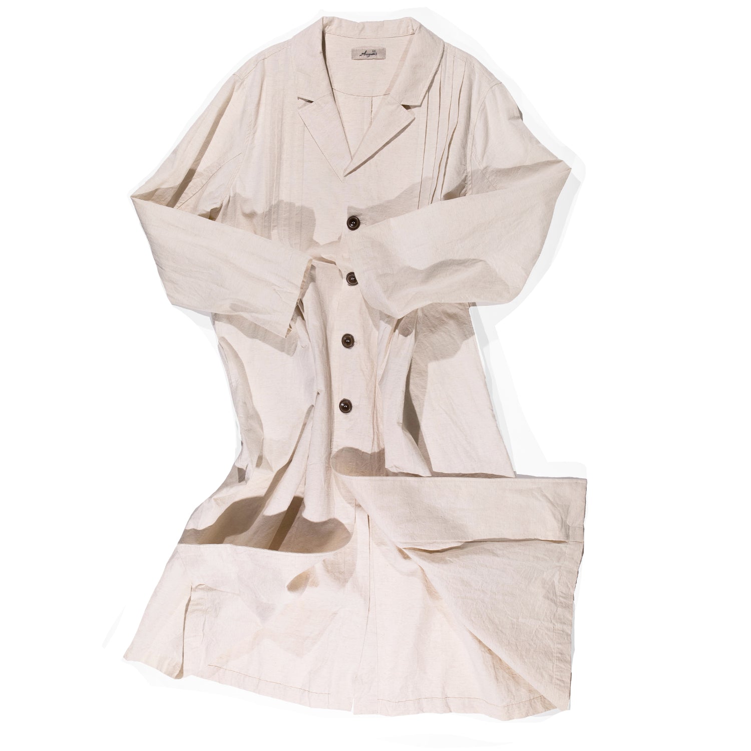 Ichi Antiquités Cotton Linen Tuck Coat in Ivory