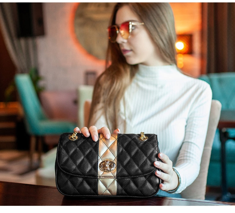 Women Leather Diamond Handbag