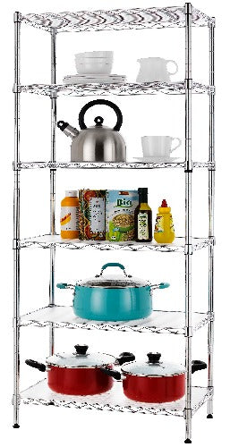Metal Shelf Rack Adjustable Height US^;/ Details about   New 6 Tier Wire Storage Shelving Unit 