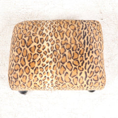 Leopard Ebonized Wood Footstool Ottoman