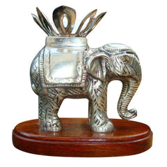 ANTIQUE STERLING SILVER ANGLO RAJ CARVED ELEPHANT TWIST OFF CANDLE HOLDER
