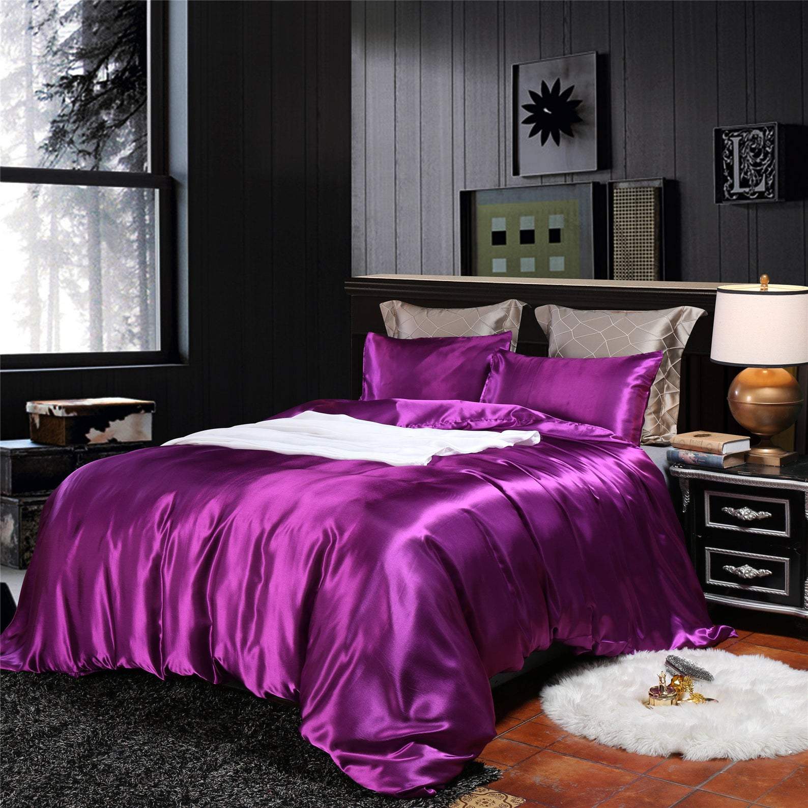 purple silk bedspread