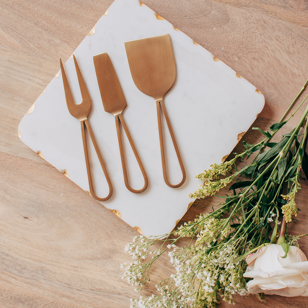 Brass cheese knife set