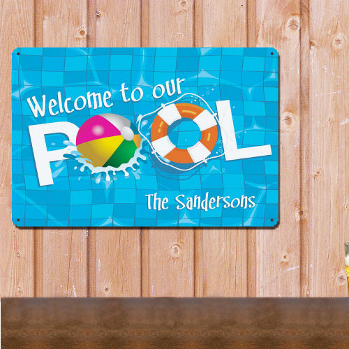 Personalized Swimming Pool Metal Wall Sign
