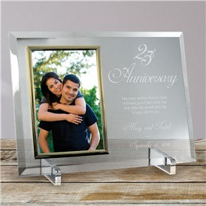25th Anniversary Beveled Personalized Glass Picture Frame