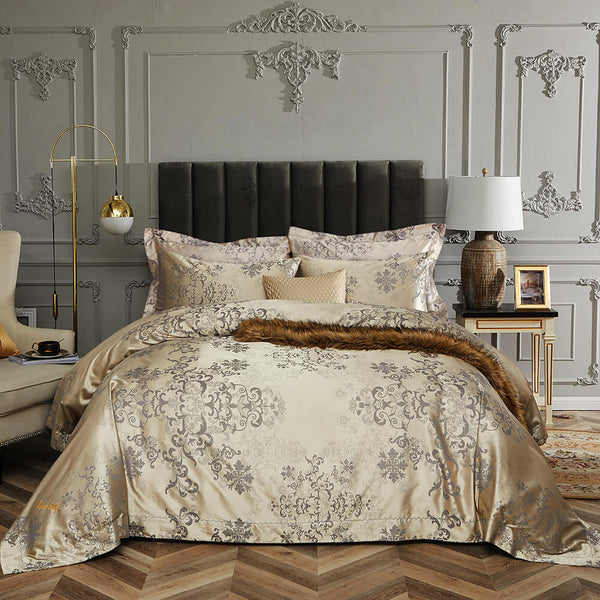 DM475Q Queen size Duvet Cover Set Luxury Jacquard Damask Bedding by Dolce Mela 