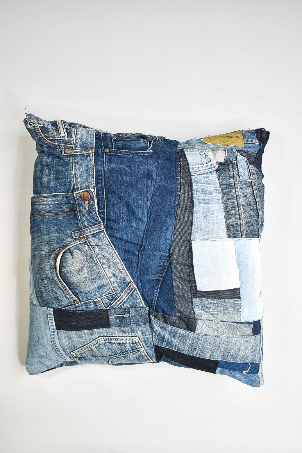 denim patchwork cushion