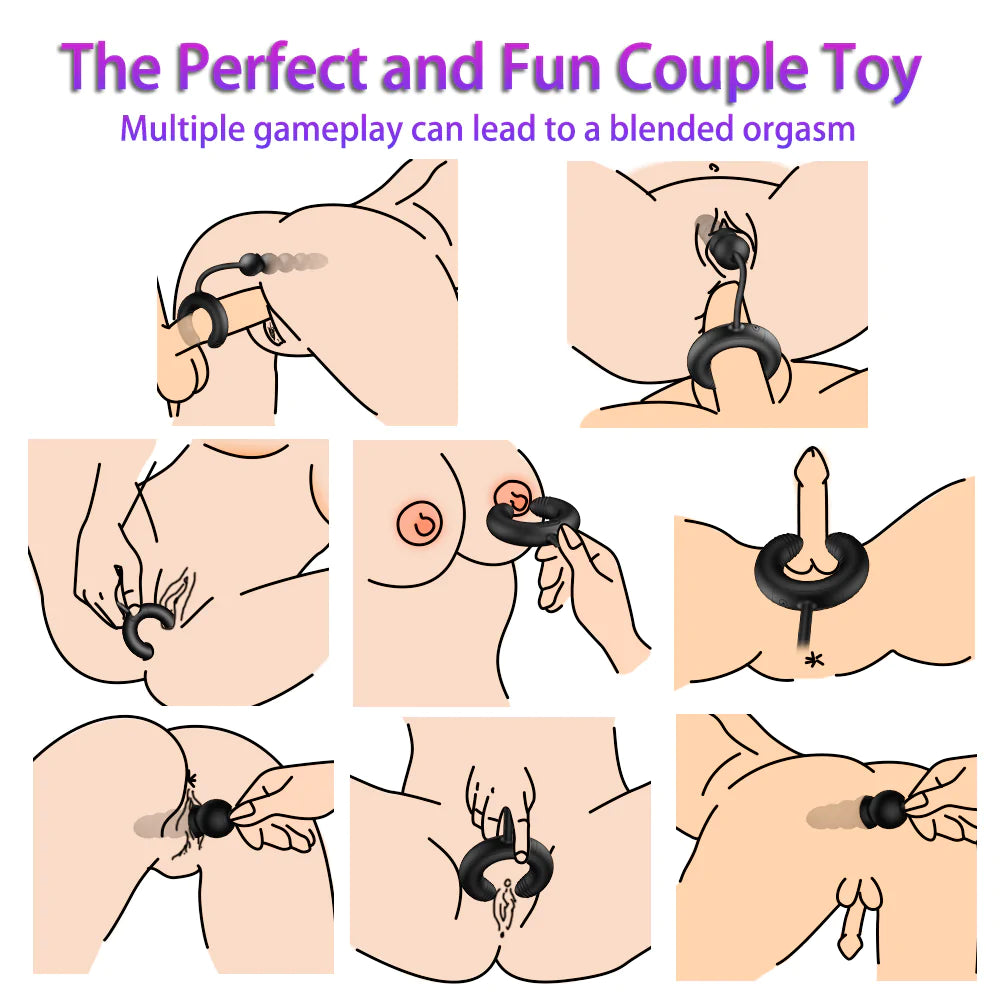 Butt Plug Anal Sex Toys with Penis Ring & Anal Bead