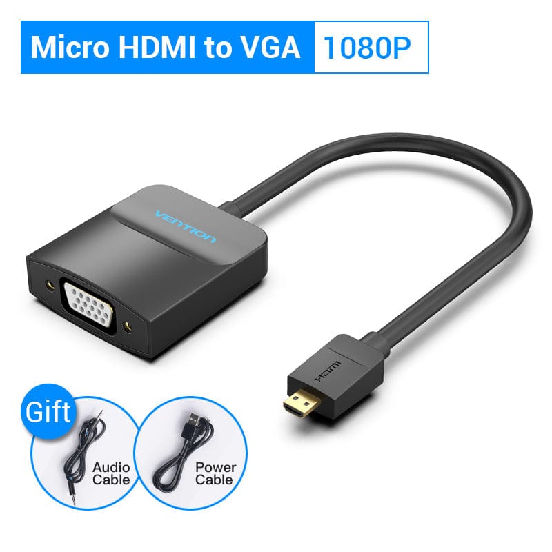 verteren backup Derbevilletest Micro HDMI to VGA Adapter HDMI Male to VGA Female Converter with Jack