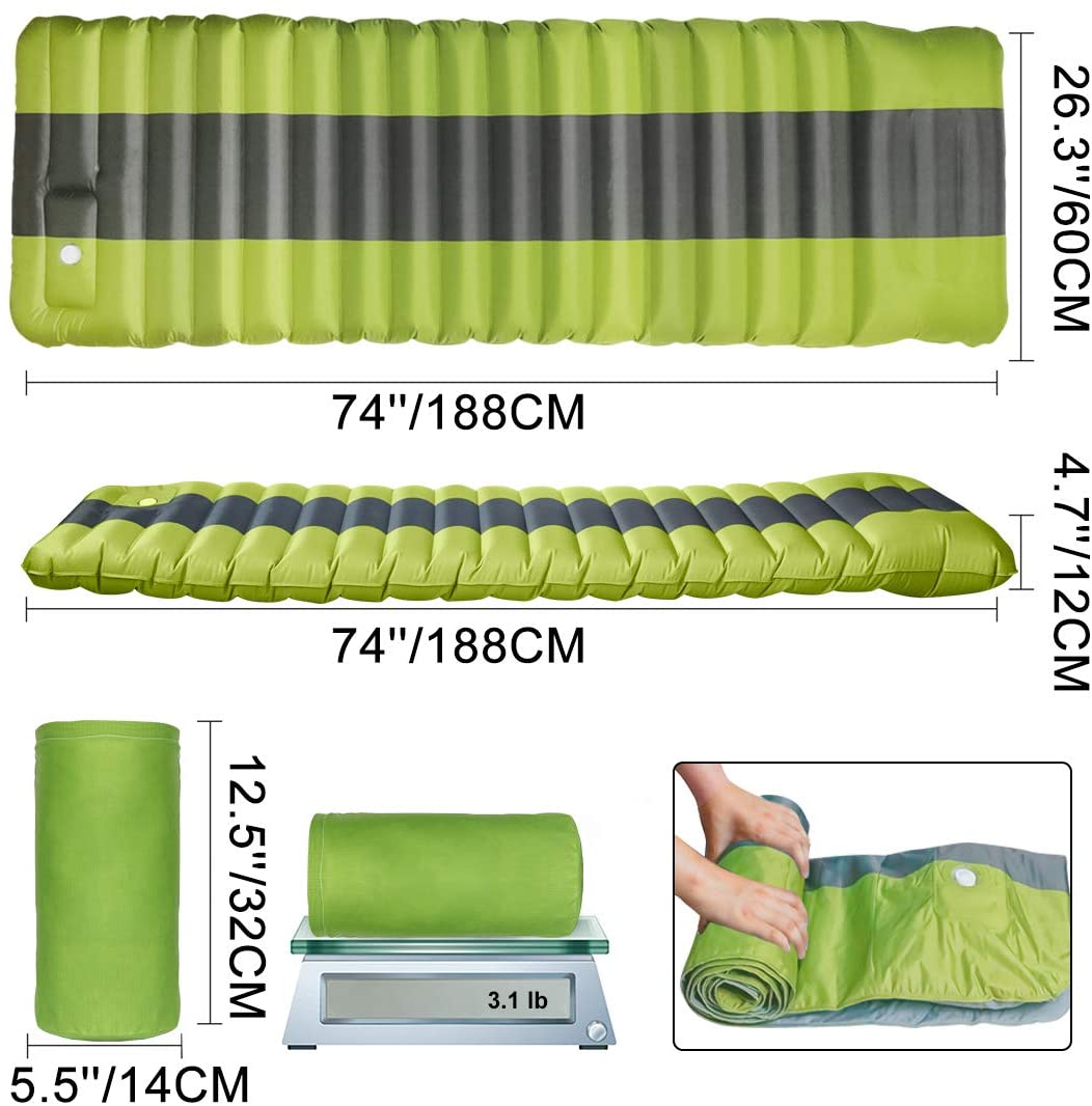 NewDoar Camping Sleeping Pad Durable Waterproof Air Mattress Compact U