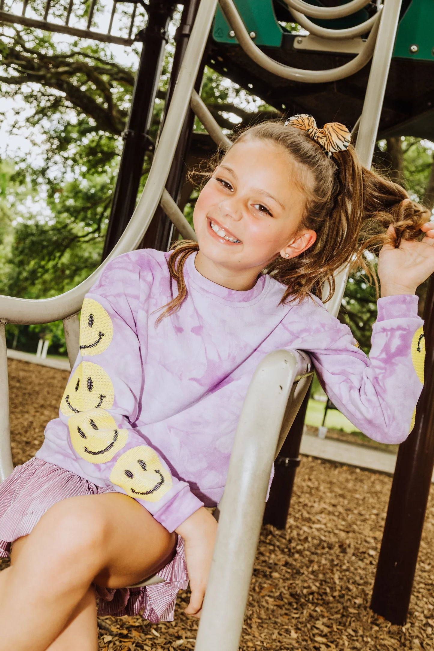 Purple Tie Dye Smiley Sweatshirt