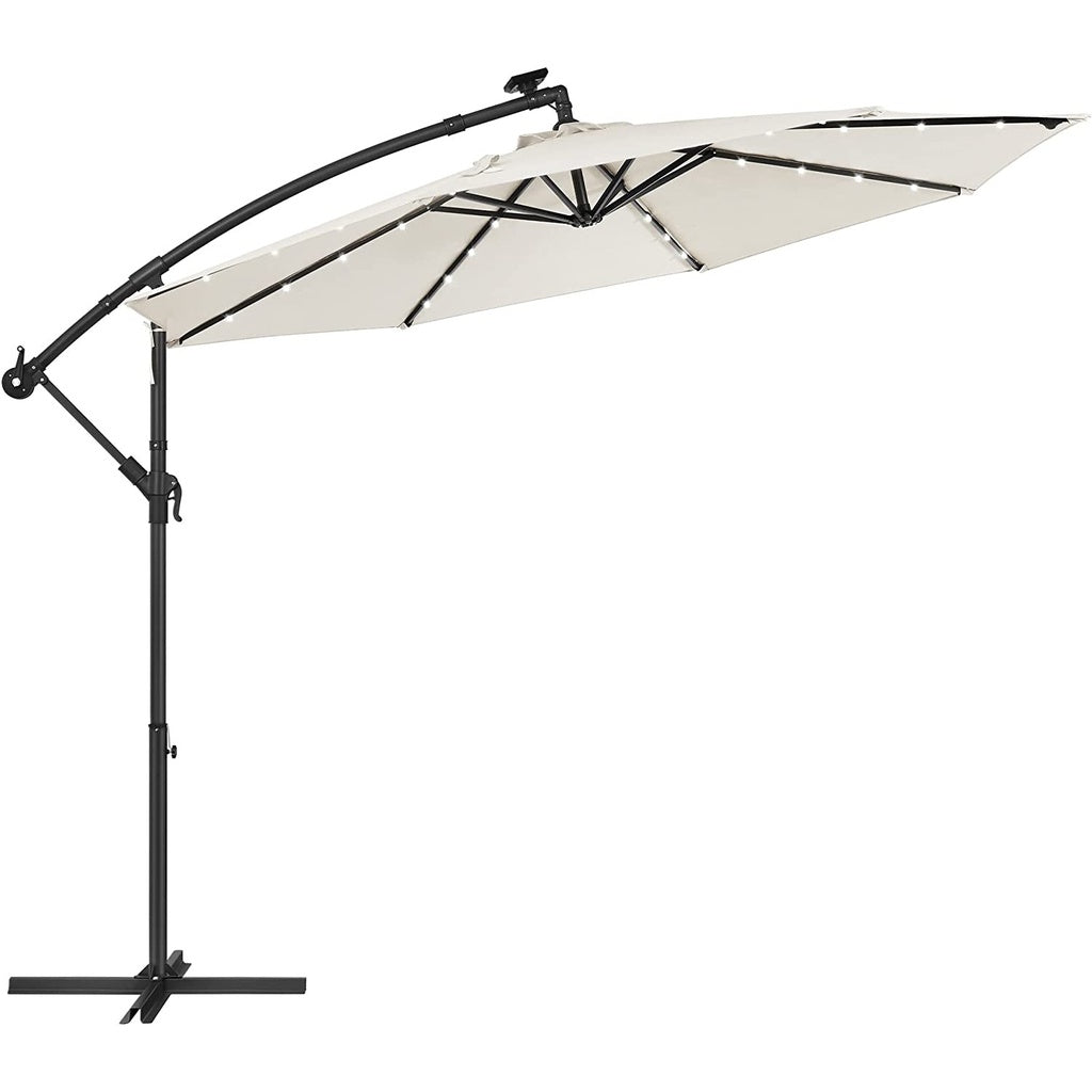 tussen Durven Embryo SONGMICS 3m Patio Umbrella with Solar-Powered LED Lights Beige