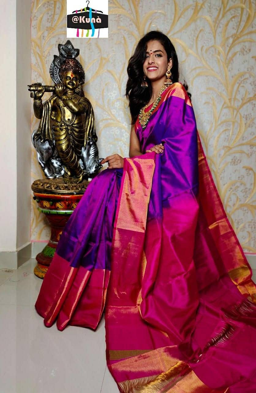Beautiful magenta colour pure Uppada Silk Pattu Saree, Wedding ...