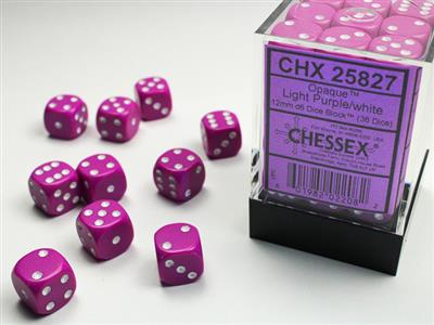 Chessex Opaque 12mm d6 White w/Black Dice Block 36 Dice 