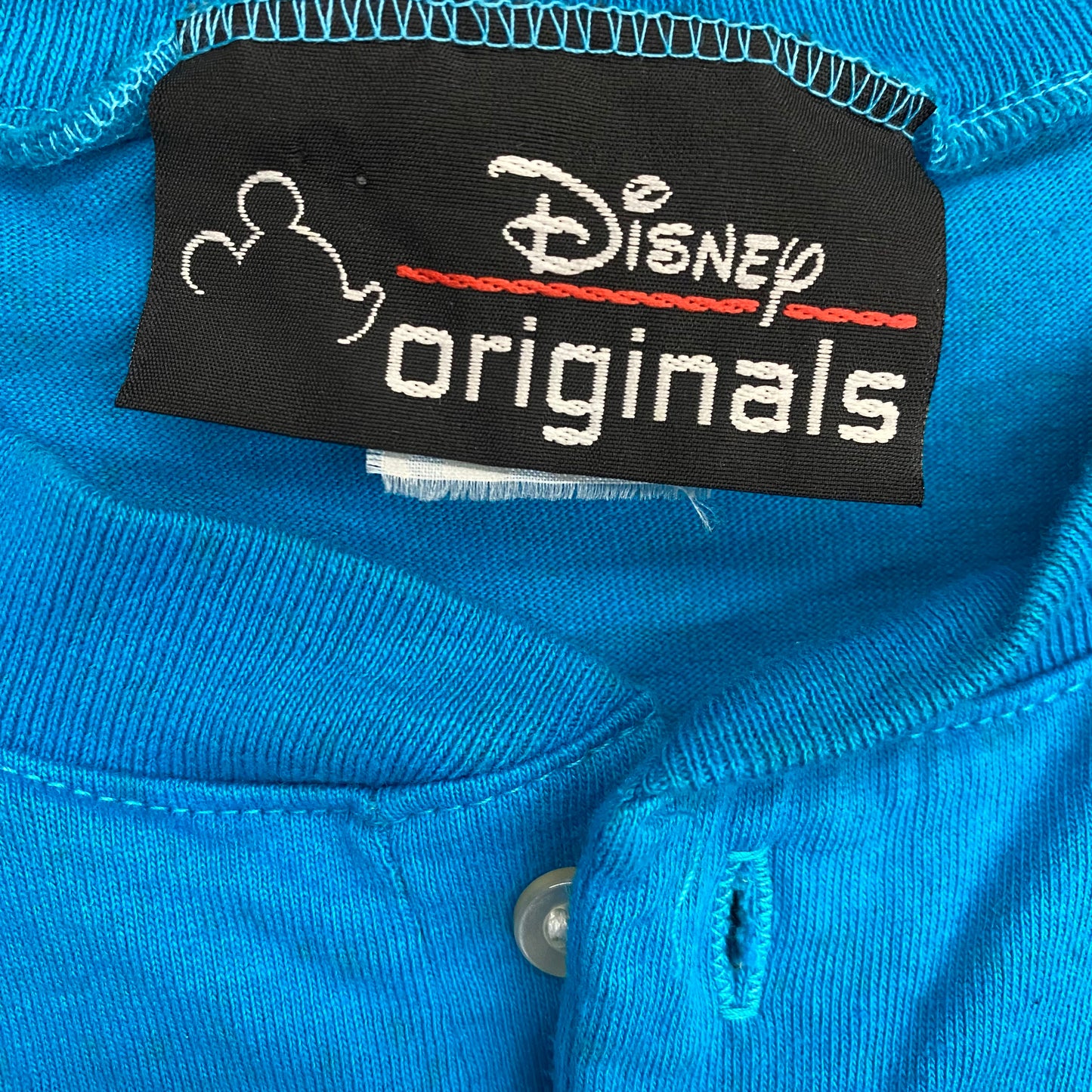 Vintage Disney Blue Henley Tee - Size Large
