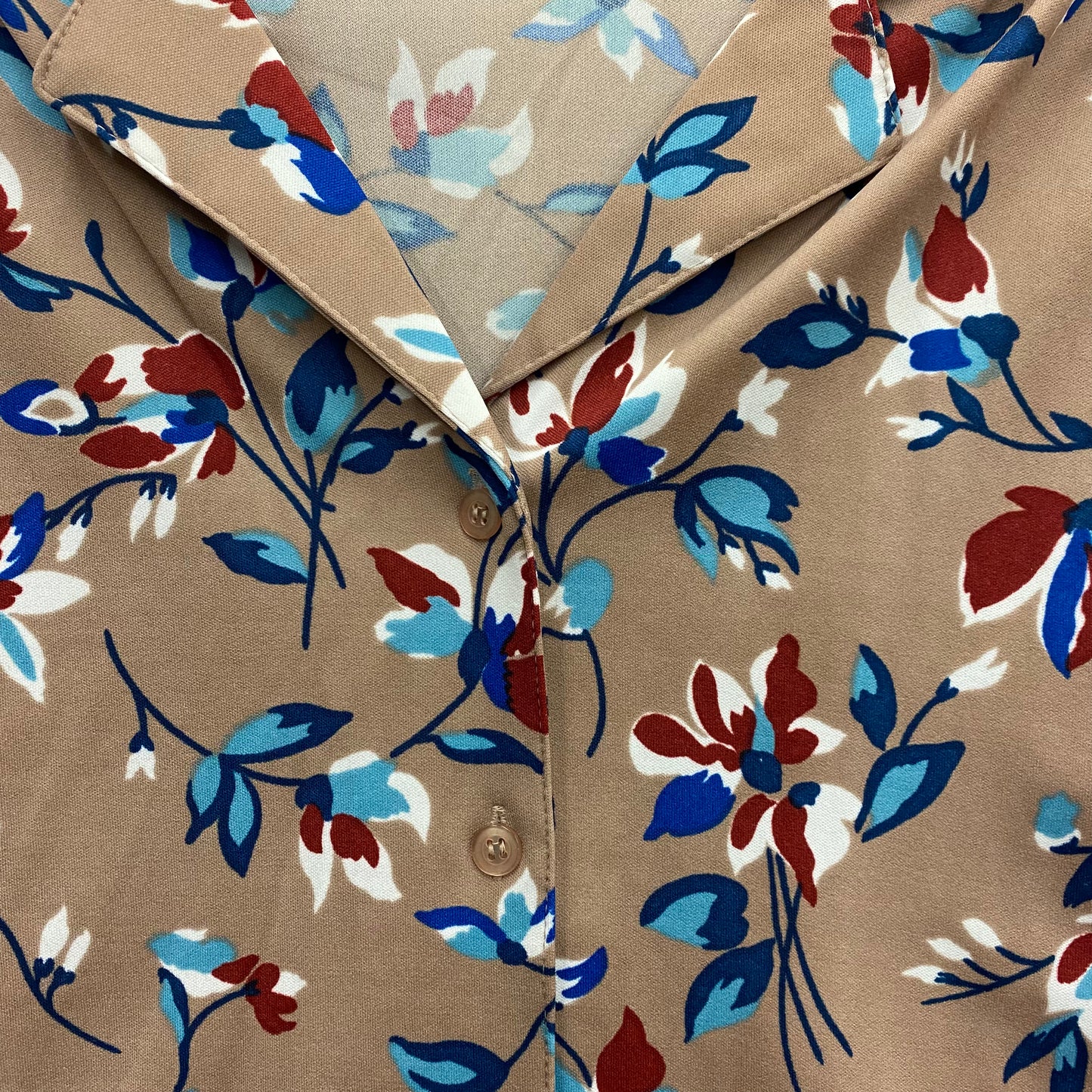 70s Sears Polyester Floral Button Down Blouse - Size Medium (10)