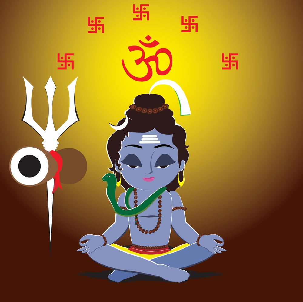 Little Shiv Meditation Art Self Adhesive Sticker Poster – Myindianthings
