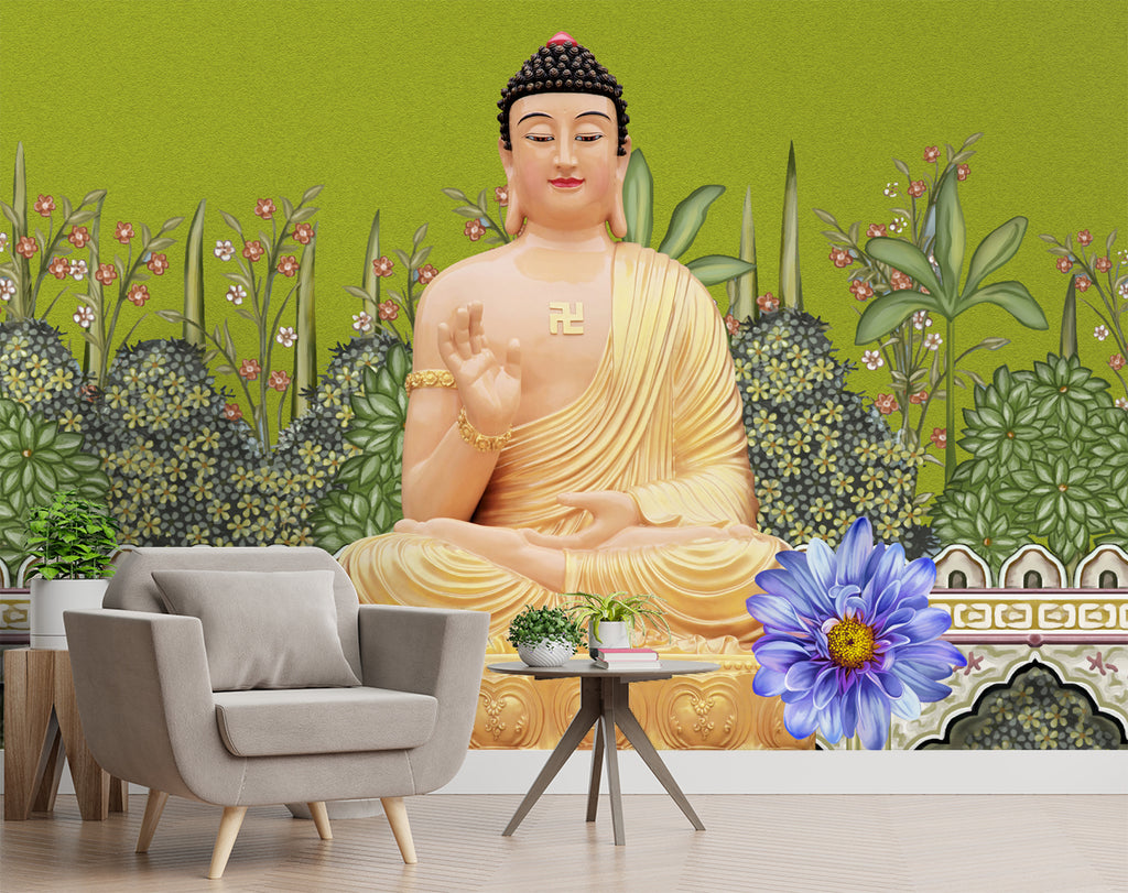 3D Lord Buddha Customised Wallpaper – Myindianthings
