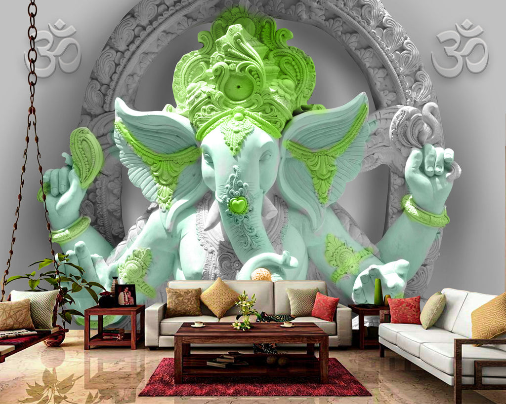 Lord Ganesha Lime Green Wallpaper – Myindianthings