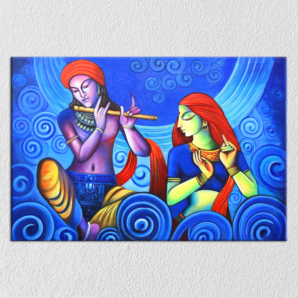 abstract radha krishna oil paintings