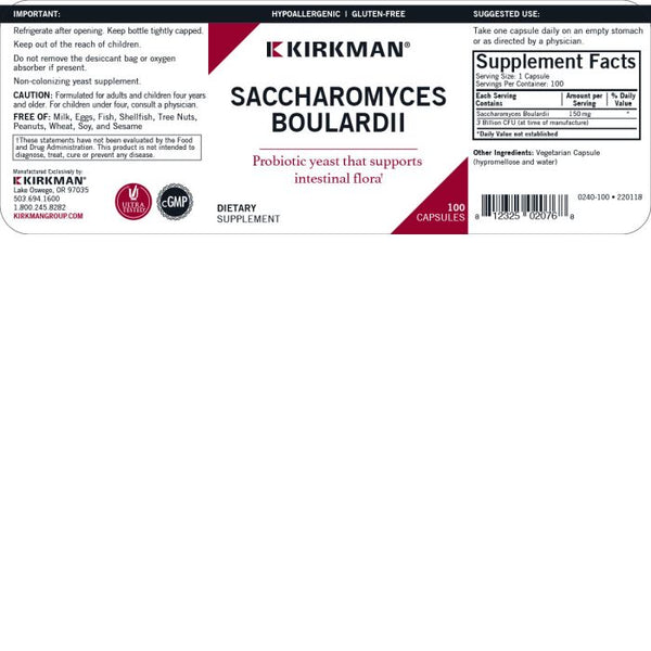 Saccharomyces Boulardii 100 Capsules