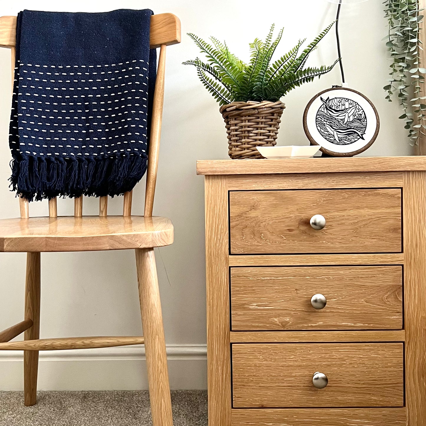 Stitched Navy Blue Throw