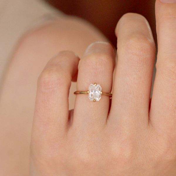 Two Carat Diamond Engagement Ring with Radiant Cut Rectangular Diamond