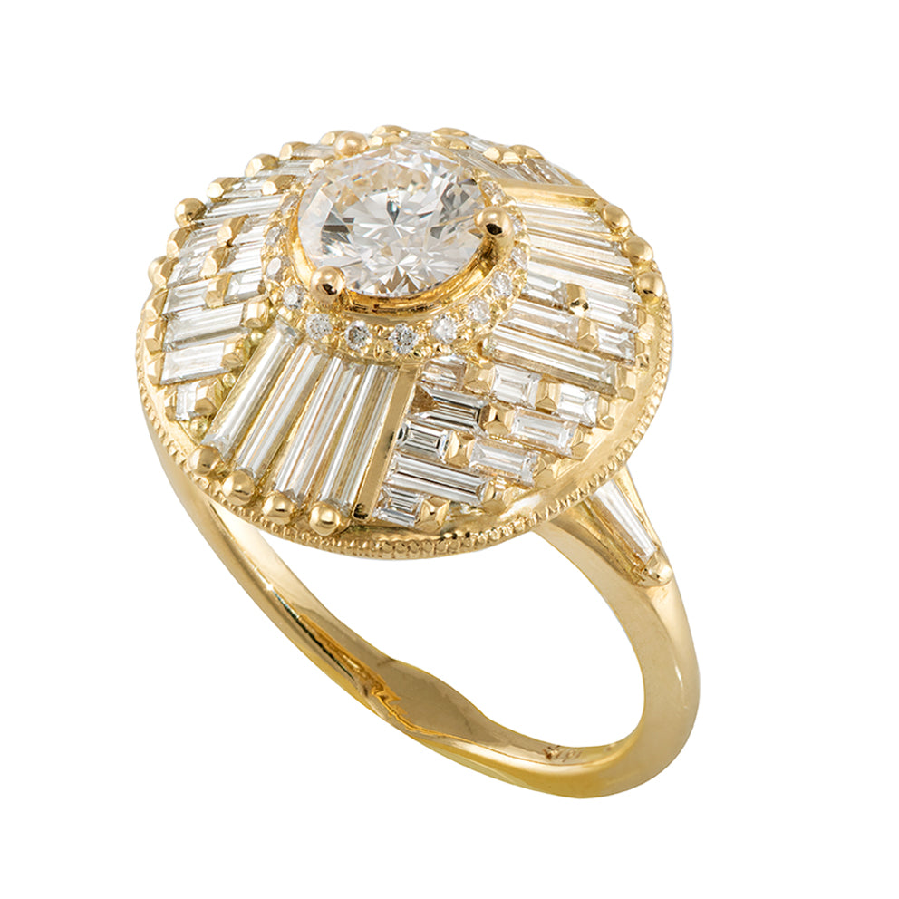 Halo Engagement Ring with Baguette Diamonds1