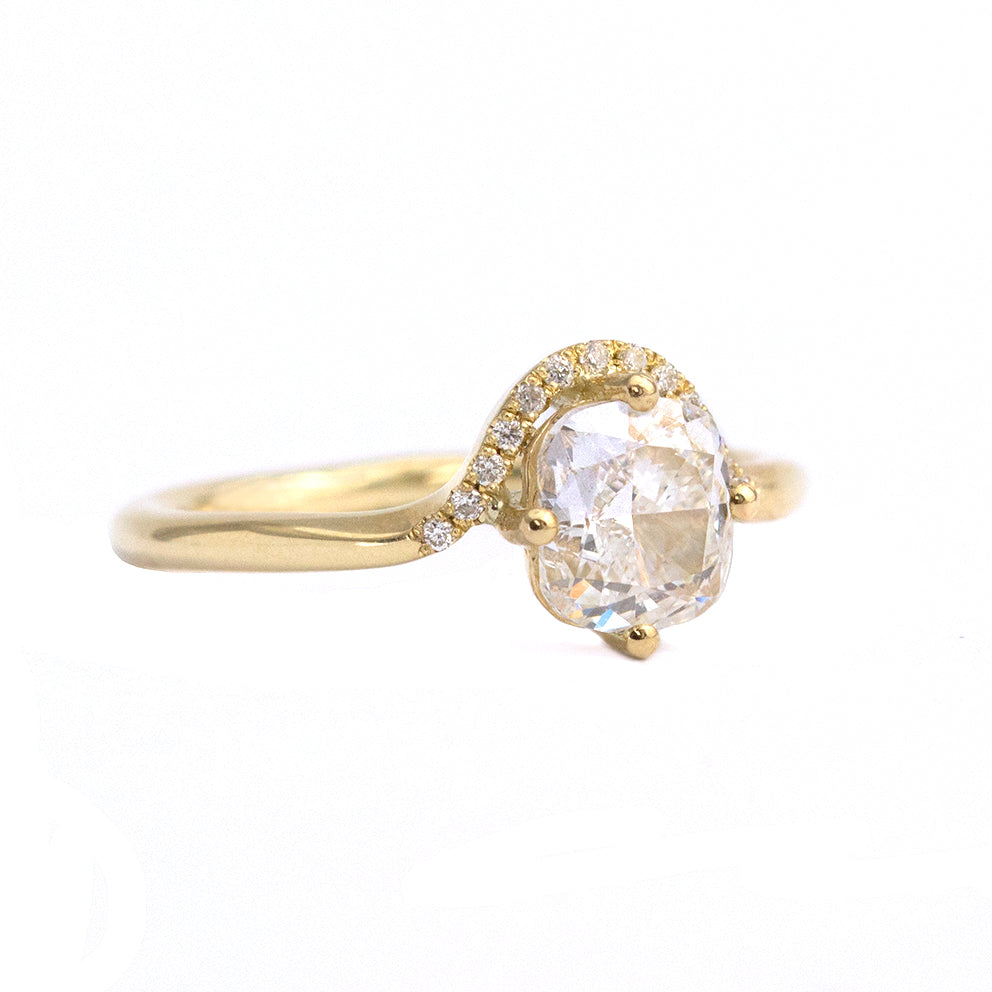 Cushion Cut Engagement Ring with Diamond Crown
