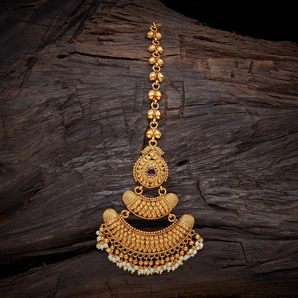 gold plated Synthetic Stone and Beads mangtika – crystal-jewellery ...