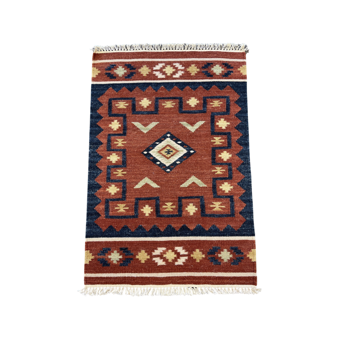 Meer wandelen Notitie Handgeweven tapijt Dhurrie – Vantyghem