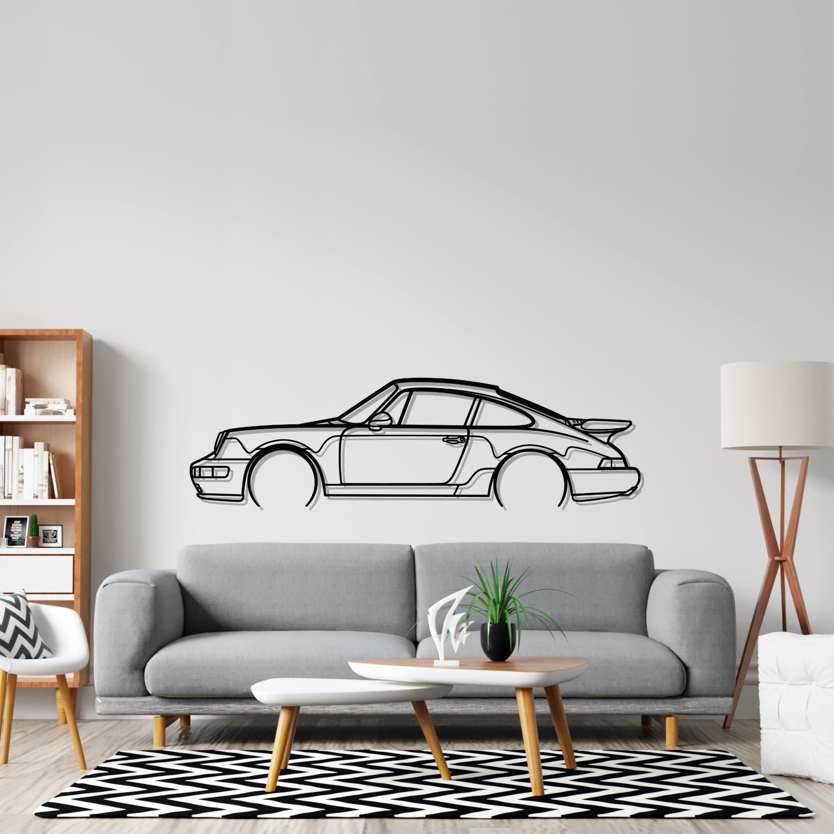 911 Turbo model 964 Detailed Silhouette Metal Wall Art