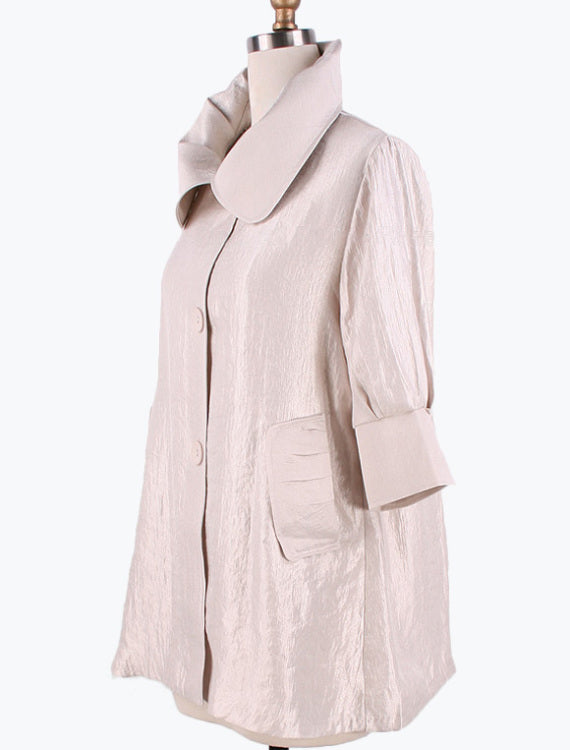 Damee Nyc White Long Swing Jacket With Pockets 200