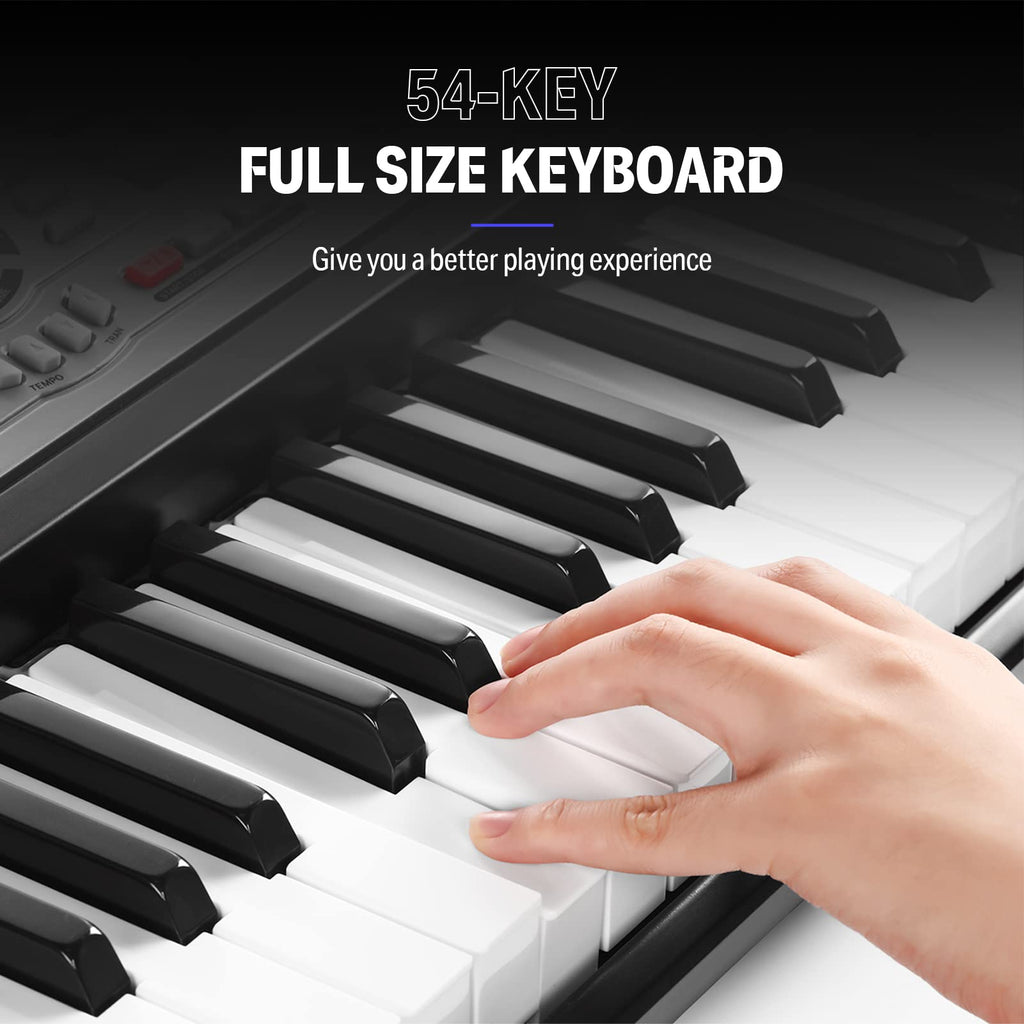 Donner DEK-510 54 Keys Electronic Keyboard Portable Electric Music Piano with Full-Size Keys for Beginners Include a Music Stand and Microphone 