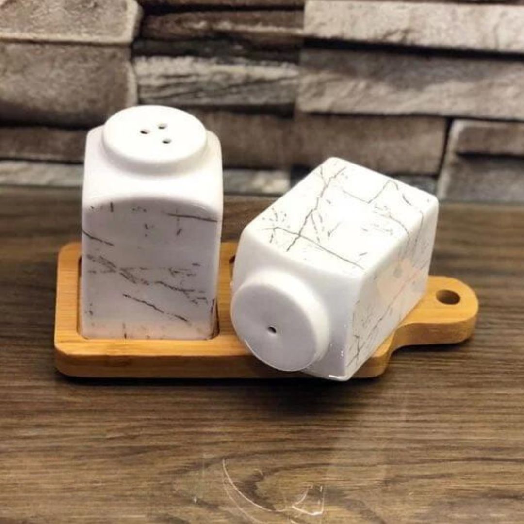 Marble Pattern Salt And Pepper Shaker Set | Kitchen Accessories - Home Hatch