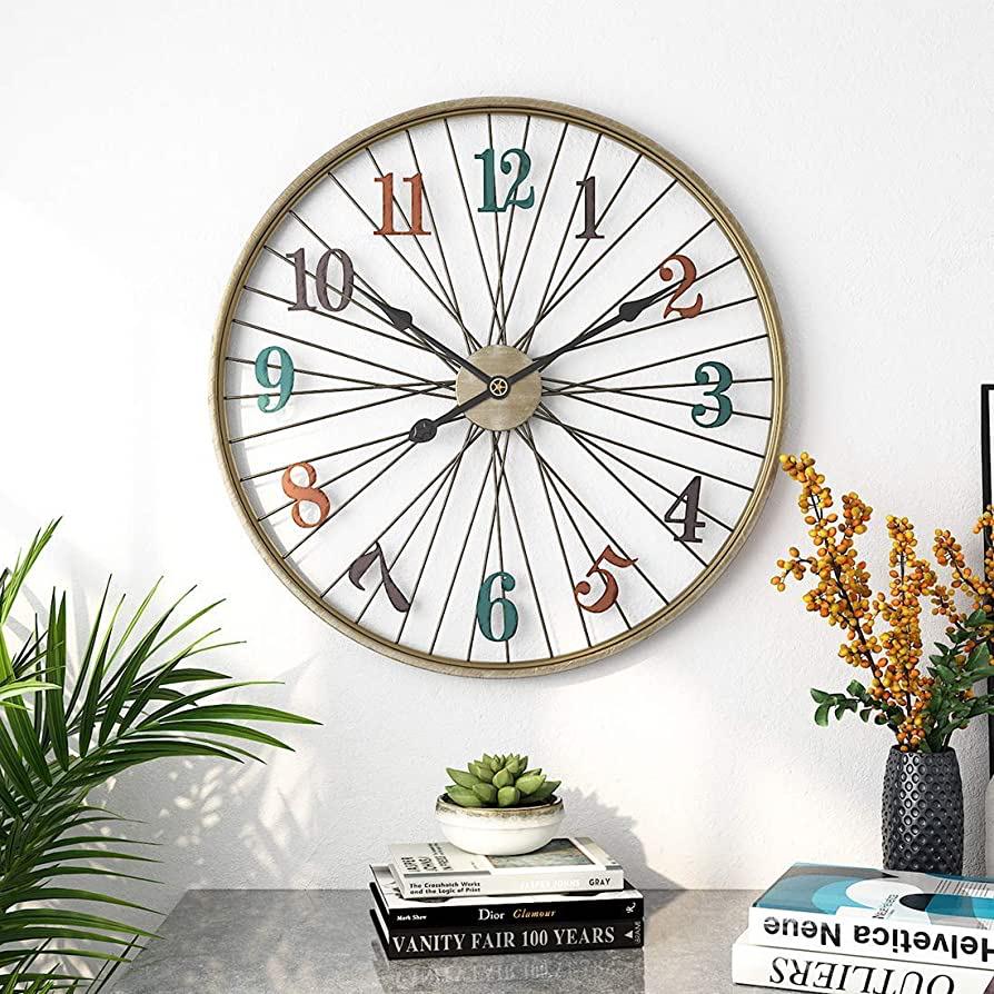  Colourful Digits Cycle Wheel Metal Wall Clock | Wall Hanging Clock