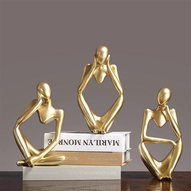 Gold Thinking Mannequins Set | Figurine | Home Décor - HomeHatchpk