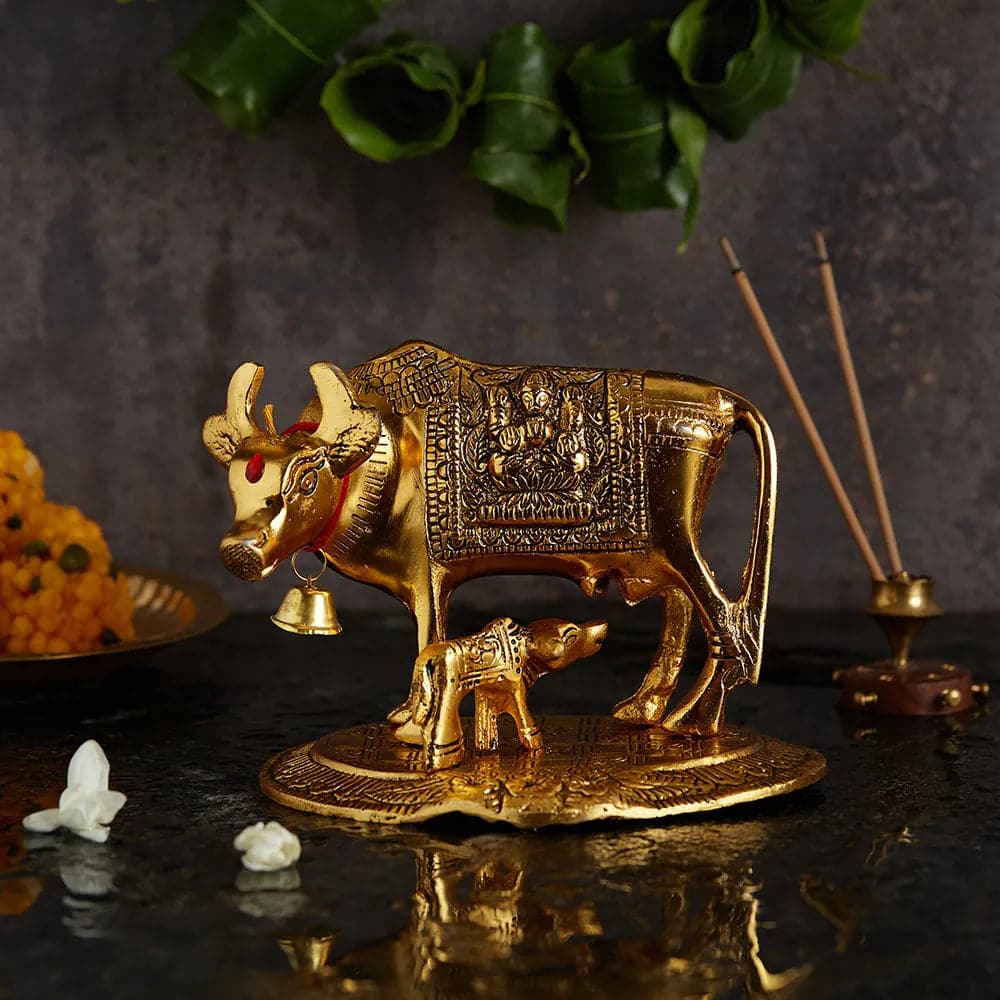 Kamdhenu Cow With Calf Statue