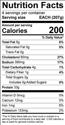 Foil Wrapped Chicken Nutritional Facts