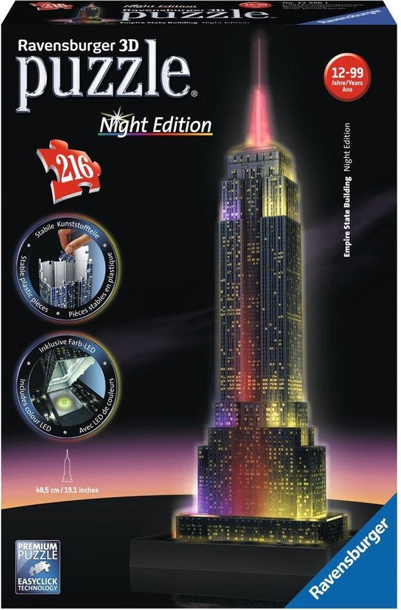 segment worst naar voren gebracht Ravensburger - 3D Puzzel - Empire State Building - Night Edition