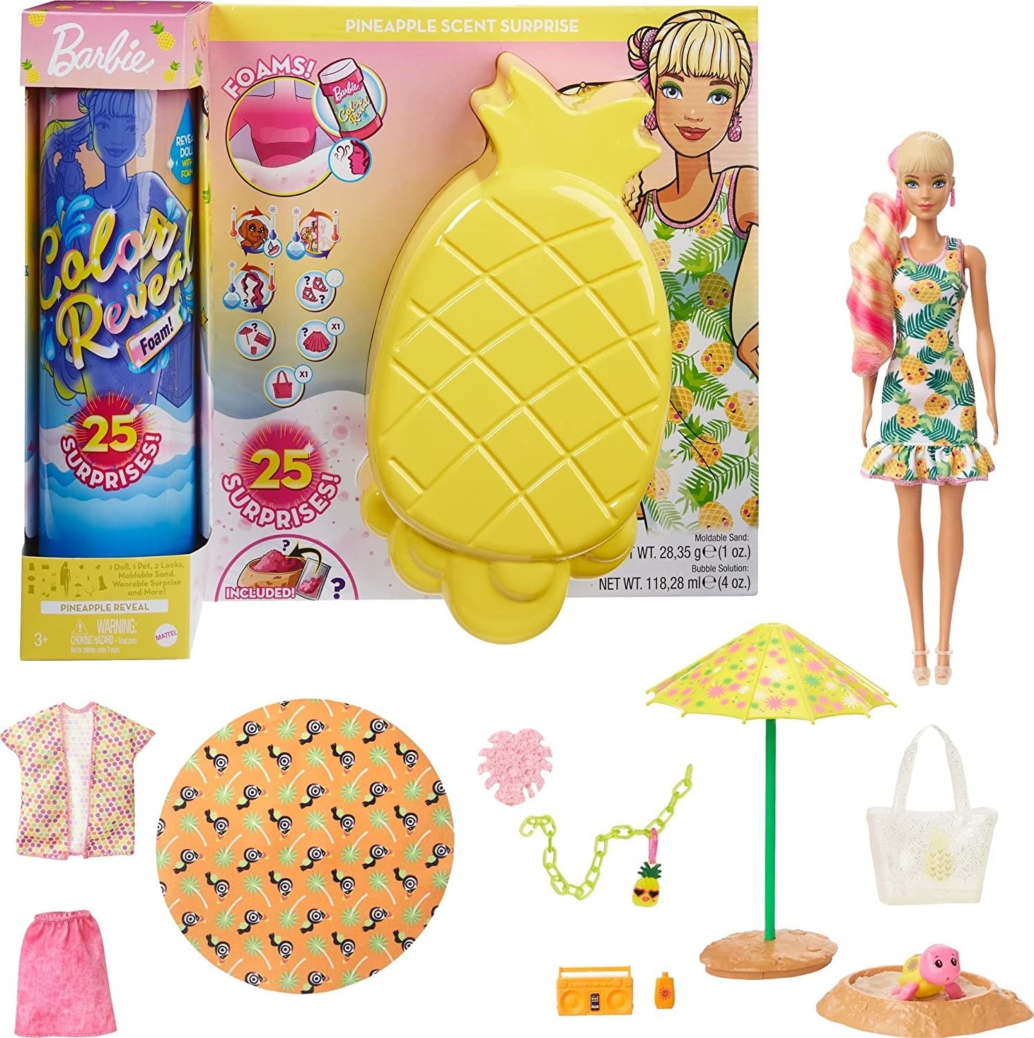 Barbie Color Reveal Foam! Watermelon Water Reveal Doll Toy 