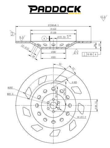 250mm Concrete Grinding Disc Dimensions Drawing