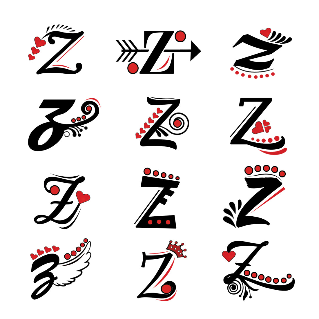 Z Name Alphabet Tattoo Waterproof For Men and Women Temporary Body ...